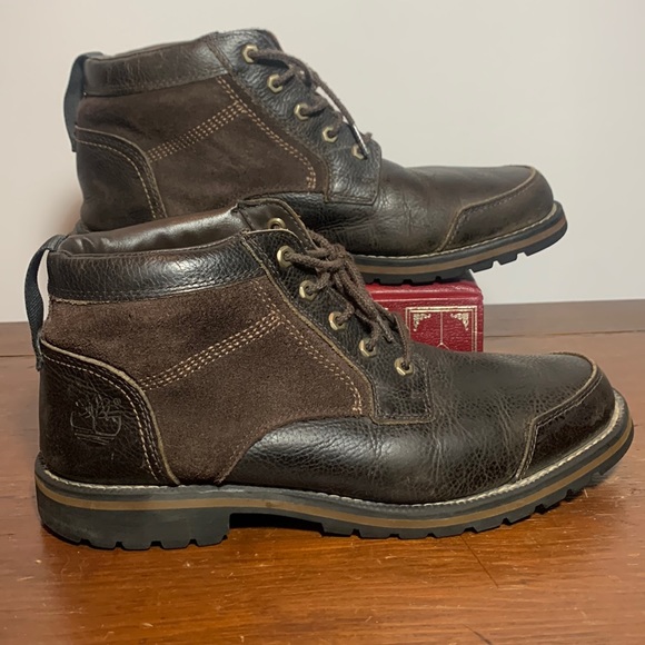 LIKE NEW! TIMBERLAND Brown leather Lace-Up Chukka Boots Mens US 10 - Picture 3 of 5